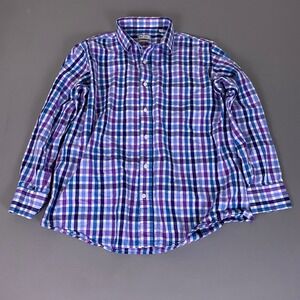 WD-NY Mens Athletic Fit Button Up Shirt  17.5 34-35 L Purple Blue Gingham‎ Plaid